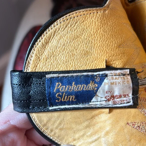 Panhandle Slim Red & Black Snakeskin Cowboy Boots women sz 7 - Picture 10 of 12